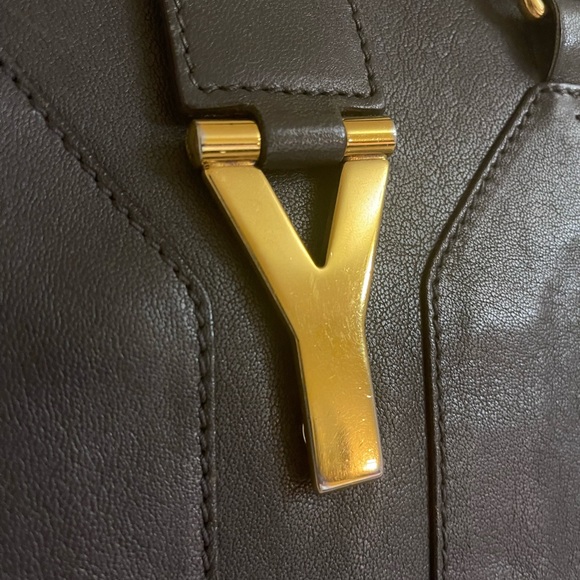 YSL Dark Gray Cabas Chyc Leather Handbag - Picture 5 of 16